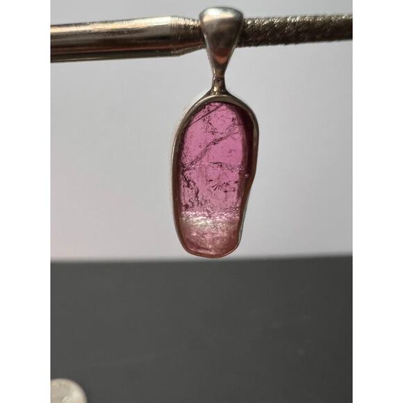 NEW pink/ bi color tourmaline sterling silver pendant 1.28 grams - Picture 10 of 11